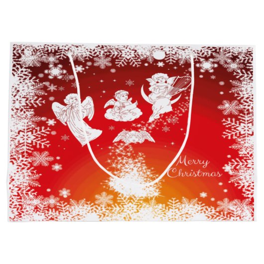 Mooie kerstkerstfeestjes-witte sneeuw-rood groot cadeauzakje (Achterkant)