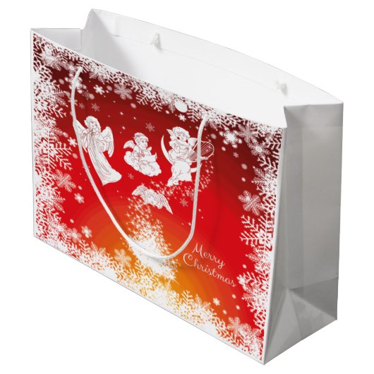 Mooie kerstkerstfeestjes-witte sneeuw-rood groot cadeauzakje (Achterkant Gekanteld)