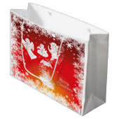 Mooie kerstkerstfeestjes-witte sneeuw-rood groot cadeauzakje (Voorkant Gekanteld)