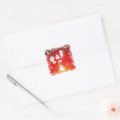 Mooie kerstkerstfeestjes-witte sneeuw-rood vierkante sticker (Envelop)