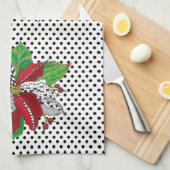 Mooie kerstkeukenhanddoeken met Poinsettia Kitchen Theedoek (Quarter Fold)