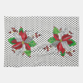 Mooie kerstkeukenhanddoeken met Poinsettia Kitchen Theedoek (Horizontaal)