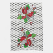 Mooie kerstkeukenhanddoeken met Poinsettia Kitchen Theedoek (Verticaal)