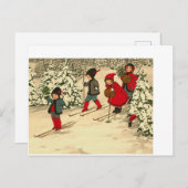 Mooie kerstkinderen uit Vintage skisneeuw Briefkaart (Voorkant / Achterkant)