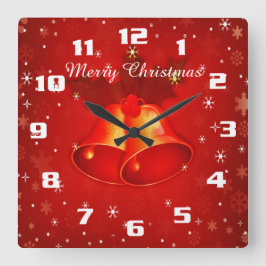 Mooie Kerstklokken Prettig Kerstfeest Vierkante Klok