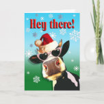 Mooie kerstKoe Santa Hat Feestdagen Kaart<br><div class="desc">Mooie kerstkaart van Cheryl Daniels © 2010. Pas deze humoristische,  leuke kaart aan met uw eigen tekst met de sectie 'Personalize it' rechts. Heb je vragen of heb je hulp nodig? Contact met mij opnemen op cheryl@cheryldanielsart.com</div>