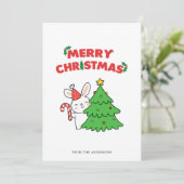 Mooie Kerstkonijn Konijn Cartoon Kerstkaart (Staand voorkant)