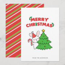 Mooie Kerstkonijn Konijn Cartoon Kerstkaart