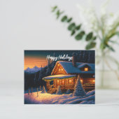 Mooie kerstlampjes met een kajuitje briefkaart (Staand voorkant)