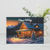 Mooie kerstlampjes met een kajuitje feestdagenkaart (Staand voorkant)