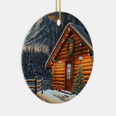 Mooie kerstlampjes met een kajuitje keramisch ornament (Rechts)