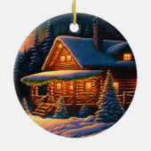 Mooie kerstlampjes met een kajuitje keramisch ornament (Achterkant)