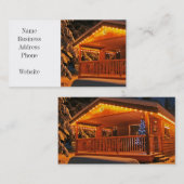 Mooie kerstlampjes op de kajuit van het log in sne visitekaartje (Voorkant / Achterkant)