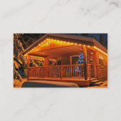 Mooie kerstlampjes op de kajuit van het log in sne visitekaartje (Achterkant)