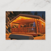 Mooie kerstlampjes op de kajuit van het log in sne visitekaartje (Achterkant)