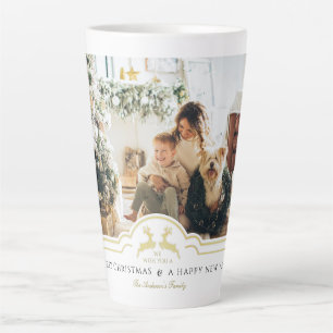 Mooie kerstlijst gepersonaliseerde foto latte mok