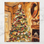 Mooie kerstmaaltijd en drank label set wijn etiket (Enkel label)