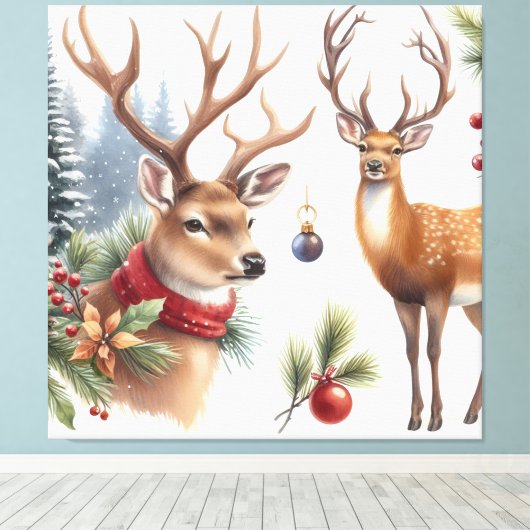 Mooie kerstman canvas afdruk (Insitu (Houten vloer))