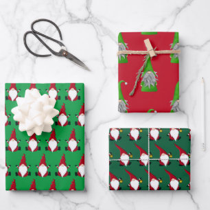 Mooie kerstman-kabouter inpakpapier vellen