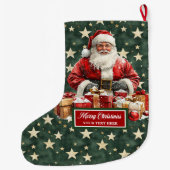 Mooie  kerstman met uw aangepaste naam grote kerstsok (Achterkant)