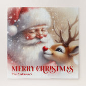 Mooie Kerstman Rudolph Aangepaste Kerstpuzzel voor Legpuzzel (Verticaal)