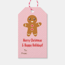 Mooie Kerstman van Gemberkoek Roze Cadeautags