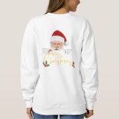 Mooie Kerstman Vrolijk Kerstfeest Witte Dame Trui (Achterkant)