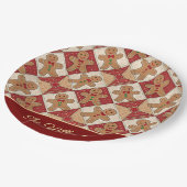 Mooie kerstmannen patchwork patroon stijl papieren bordje (Gekanteld)