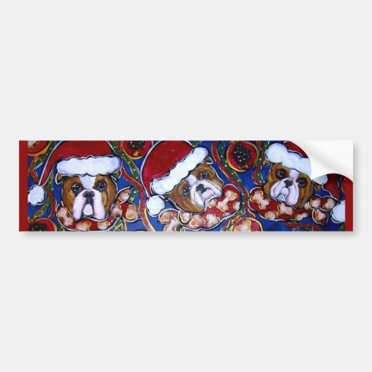 Mooie Kerstmis Bulldog Bumpersticker (Voorkant)