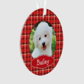 Mooie Kerstmis Geruite Huisdier Portret Ornament (voorkant)