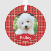 Mooie Kerstmis Geruite Huisdier Portret Ornament (achterkant)