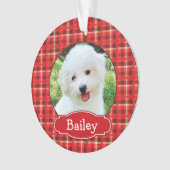 Mooie Kerstmis Geruite Huisdier Portret Ornament (voorkant)