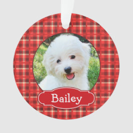 Mooie Kerstmis Geruite Huisdier Portret Ornament