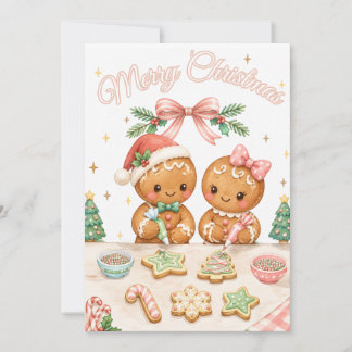 Mooie Kerstmis gingerbread koppel cookie Feestdagenkaart