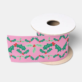 Mooie Kerstmis Hulst Lint In Roze