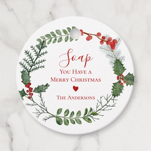 Mooie kerstmis met rode en groene Waterverf Bedankjes Labels (Voorkant)