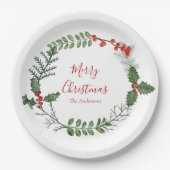 Mooie kerstmis met rode en groene Waterverf Papieren Bordje (Voorkant)