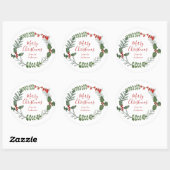 Mooie kerstmis met rode en groene Waterverf Ronde Sticker (Vel)