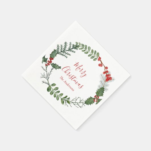 Mooie kerstmis met rode en groene Waterverf Servet (Hoek)