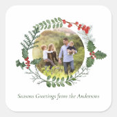 Mooie kerstmis met rode en groene Waterverf Vierkante Sticker (Voorkant)