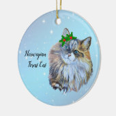 Mooie Kerstmis Noorse boskat Holly Keramisch Ornament (Links)