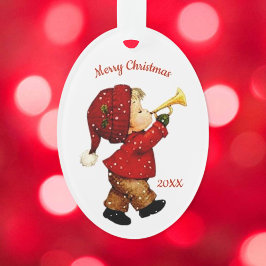 Mooie Kerstmis Peuter Jongen met Hoorn Acryl Ornam Ornament
