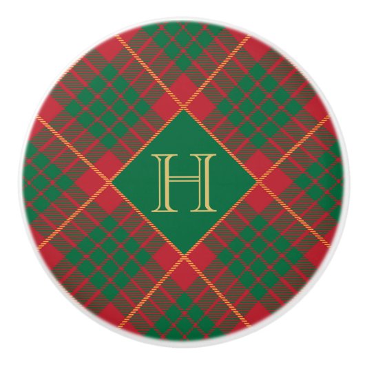 Mooie Kerstmis plaid rood & groen Keramische Knop (Voorkant)