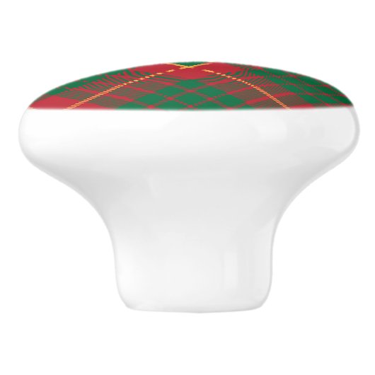 Mooie Kerstmis plaid rood & groen Keramische Knop (Zijkant)