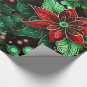 Mooie Kerstmis Poinsettia Cadeaupapier (Hoek)