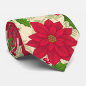 Mooie Kerstmis, Poinsettia, Holly, Pine tak Stropdas (Opgerold)