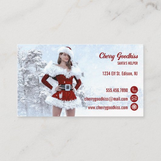 Mooie Kerstmis Vrouw over Winter Visitekaartje (Achterkant)
