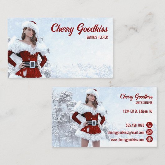 Mooie Kerstmis Vrouw over Winter Visitekaartje (Voorkant / Achterkant)