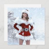 Mooie Kerstmisvrouw over Wintersneeuw (Voorkant / Achterkant)