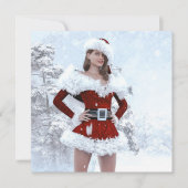 Mooie Kerstmisvrouw over Wintersneeuw (Voorkant)